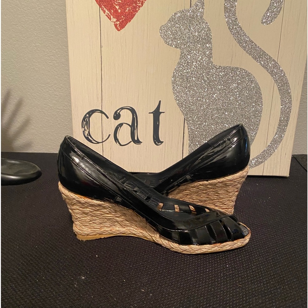 Stuart Weitzman Black Patent Leather Wedges